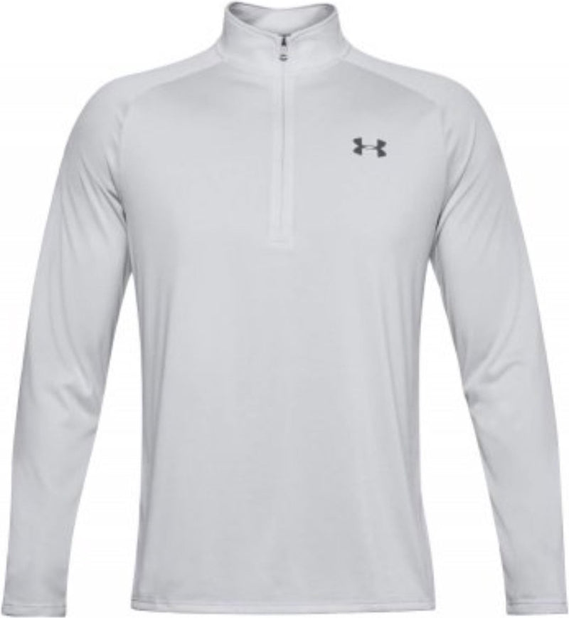 Maglia sportiva da uomo Under Armour UA Tech 2.0 1 2 Zip Grigia - Halo Grey - Bianca