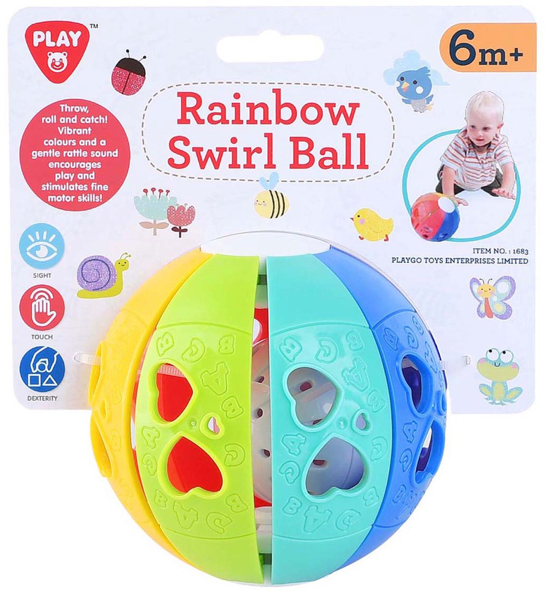 Play rainbow Dwarrel ball with ratchet sound
