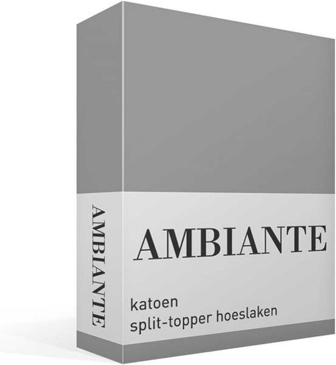 Ambiante cotton uni split-topper hoeslaken - lits-jumeaux - grey