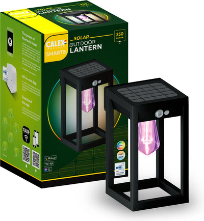 Calex smart outdoor solar outdoor lamp - smart wall lamp lantern - rgb and warm white - outdoor lighting - black