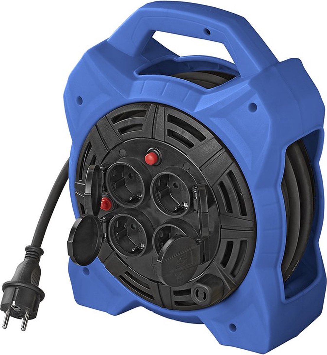 Proplus cable reel - 15m - 4 contacts - with LED lighting - extension cable - extension cord - power cable - connection cable - Schuko cable - with handle