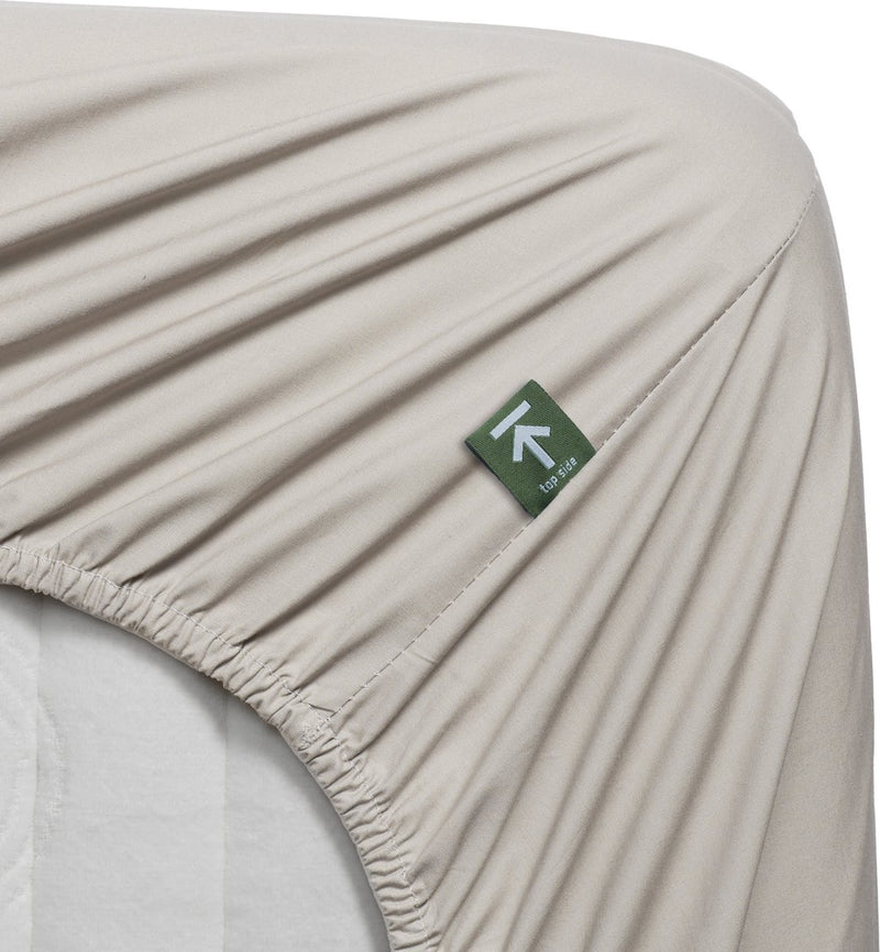 Ropa de cama de algodón percal - sábana ajustable - 180x220 - natural