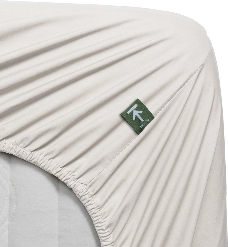 Ropa de cama de algodón percal - sábana bajera ajustable - 180x200 - blanquecino