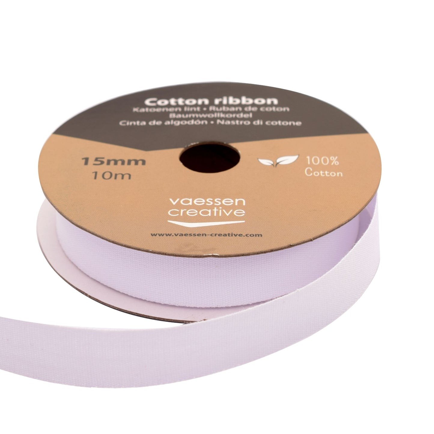 Vaessen creative • nastro di cotone 15 mm x 10 m bianco