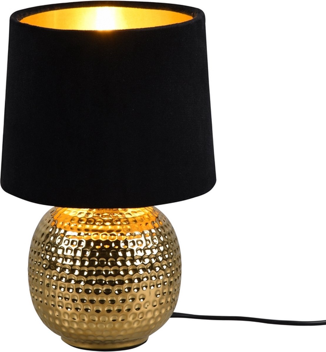 Rl vive tu luz realidad sophia - lámpara de mesa - oro - excl. 1x e14 40w - interruptor de cable - pantalla negra