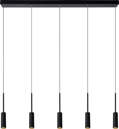 Lucide tubule - lampada a sospensione - LED - 5x7w 2700k - nera