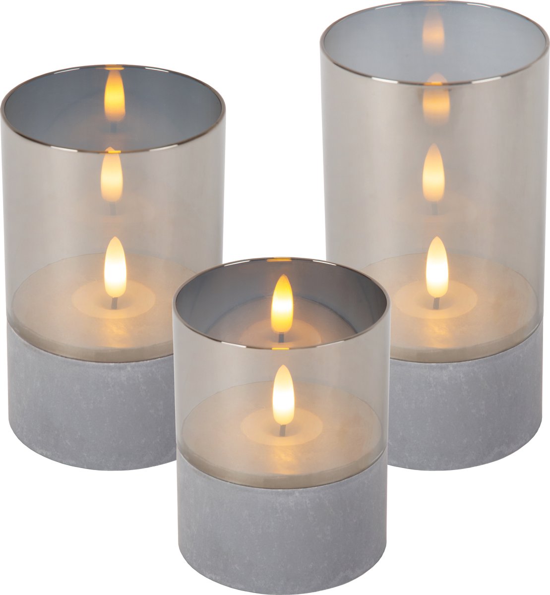 Lucide velas - lampada da tavolo - batterie - ø 8 cm - led - 3x0,2w 2700k - fumé - set da 3
