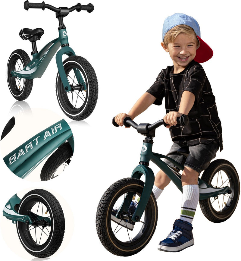 Lionelo bart air loopfiets – magnesium frame – 3,8 kg ultralicht – 12” opblaasbare of eva-wielen – verstelbaar stuur zadel – tot 30 kg – vanaf 2 jaar – antislip handvatten – stuurlimiter – voetsteun – handgreep – en71 gecertificeerd –