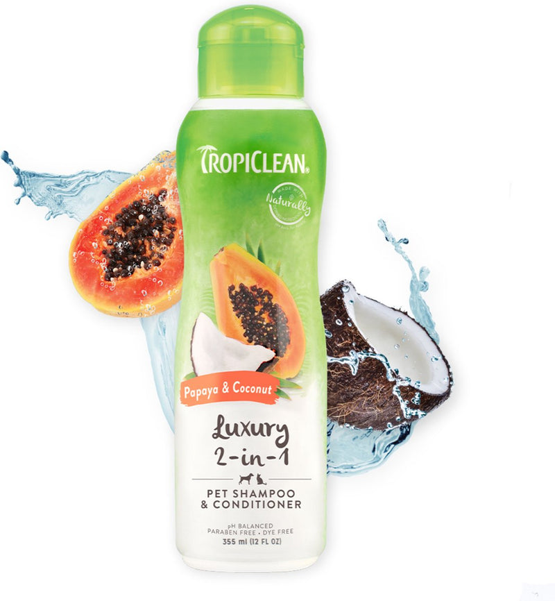 Tropiclean papaya y coco - champú y acondicionador de lujo para perros - 355 ml