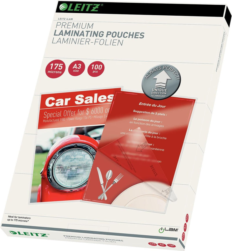 Leitz udt - buste di laminazione - a3 - 175 micron - 100 pezzi
