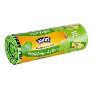 Remolino de remolino actif bolsas de basura fresca con aroma de limón 35l 9 piezas