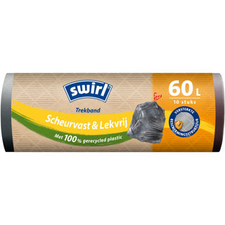 Swirl vuilniszakken met trekband 60l 10 stuks grijs