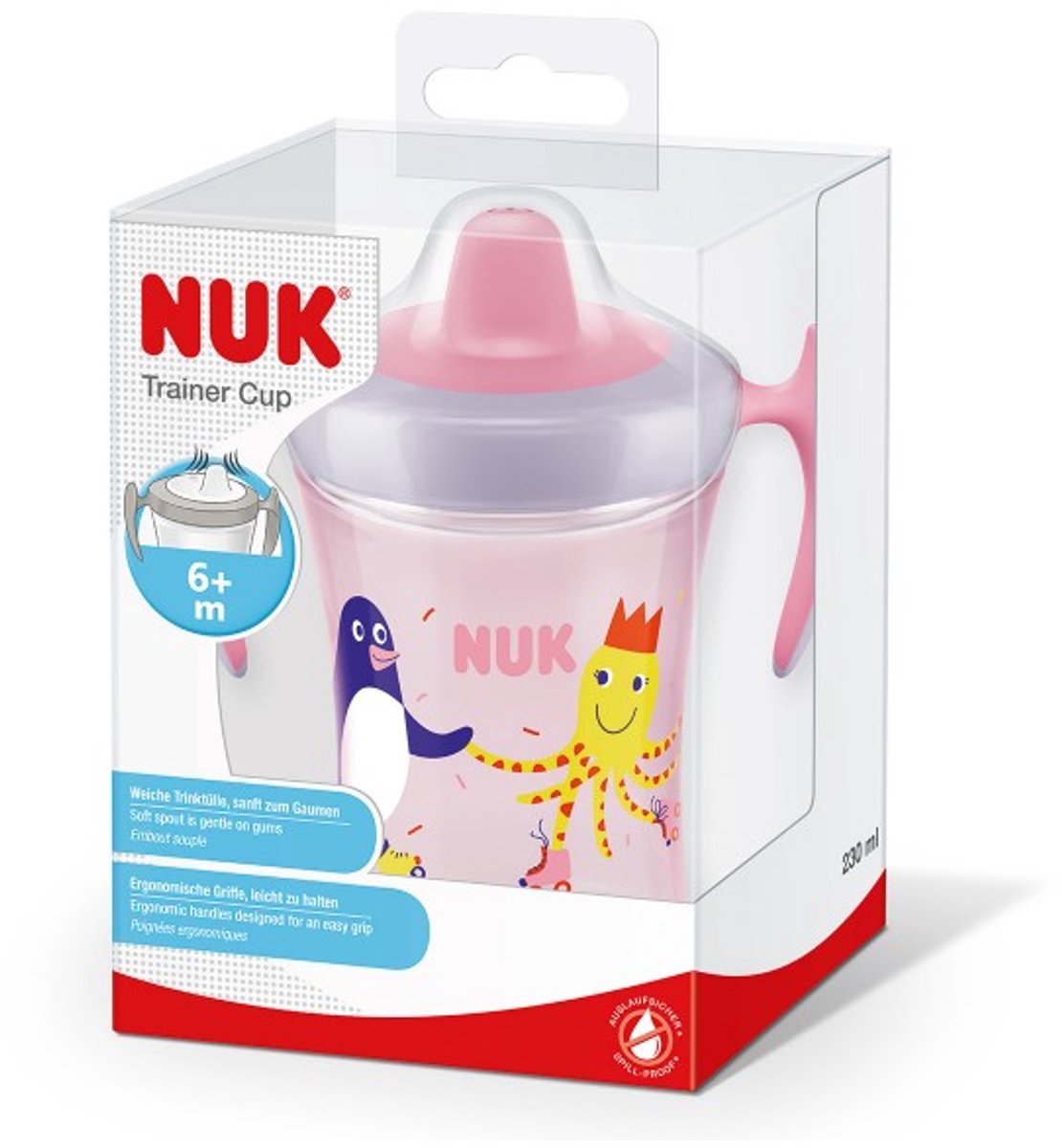 Nuk Biberón Evolution Trainer Vaso Rosa, 230ml, 6 m+ 6+ m