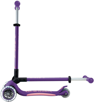 Globber 3-wiel step - primo foldable plus lights purple - paars - lichtgevende wielen - vouwbaar - in hoogte verstelbaar - vanaf 3 tot 9 jaar