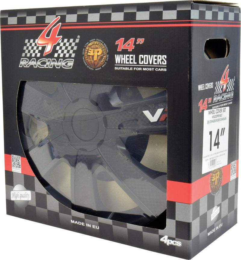 Hubcaps VR Carbon da 14 pollici ABS Black Set di 4