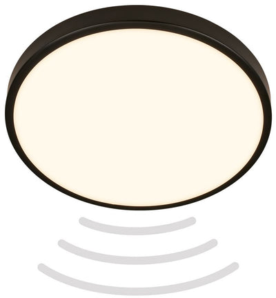 B.k.licht briloner chet - illuminazione bagno - plafoniera led - lampada bagno - con sensore di movimento - ip54 - luce bianca calda - 12w - ø29cm - nero