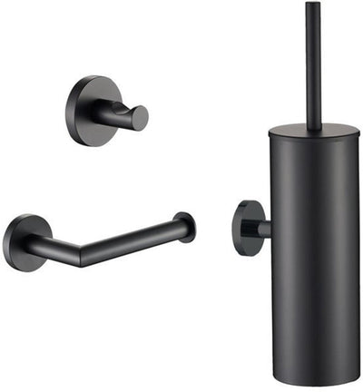 Accessori set WC Plieger vigo - scopino - portarotolo - gancio per asciugamani - 10 anni di garanzia - nero opaco