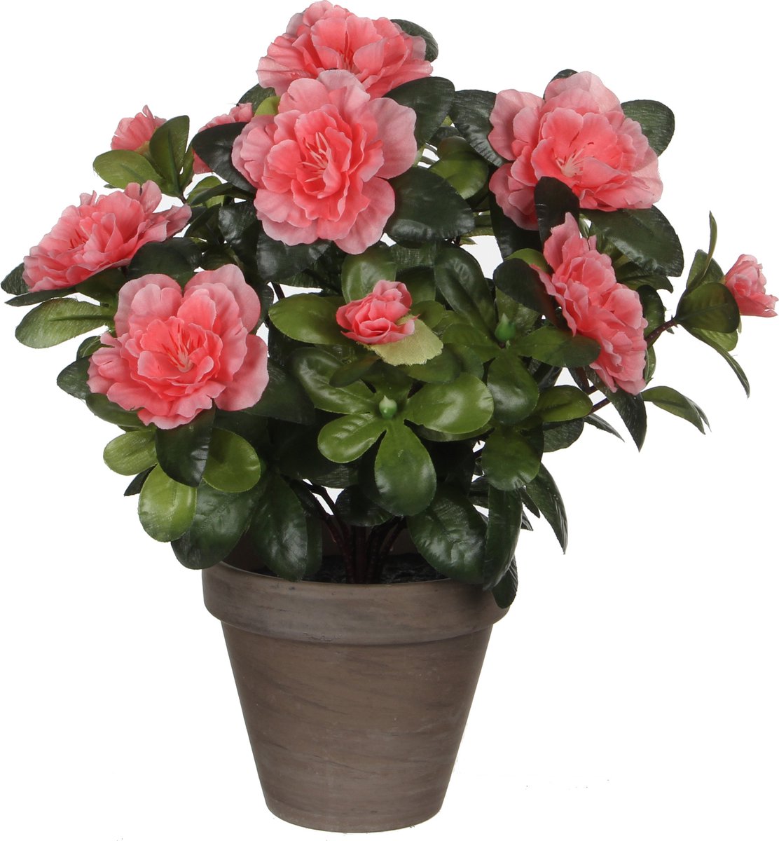 Mica decorations kunstplant - azalea - groen perzik kleurig - 27 cm - met mooie bloemen