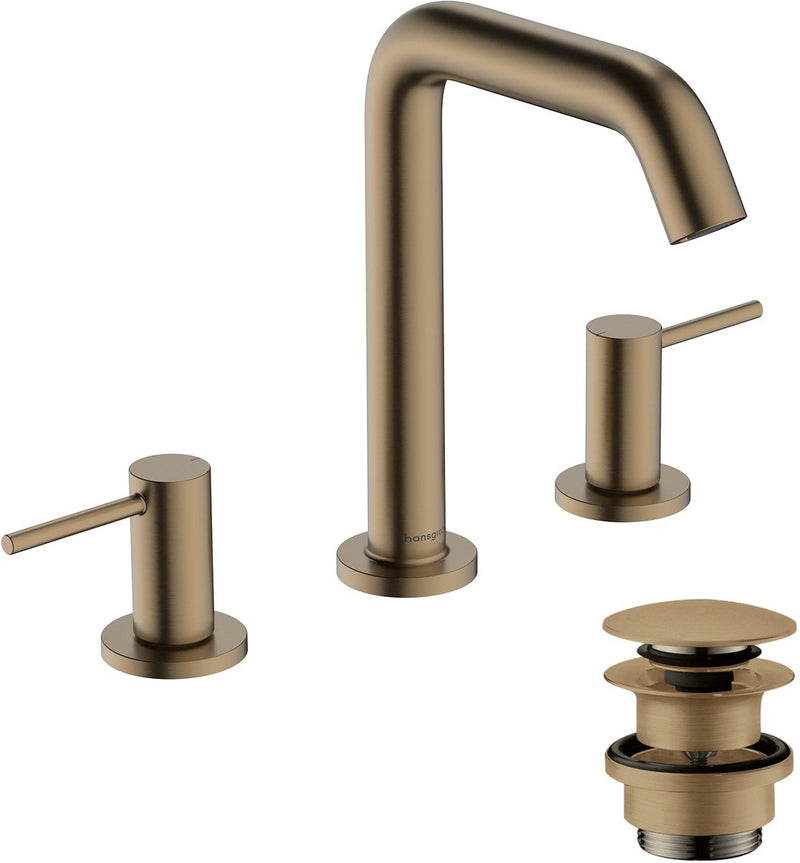 Hansgrohe tecturis s - grifo para lavabo - versión de 3 orificios - con tapón de desagüe - tamaño 150 mm - bronce cepillado