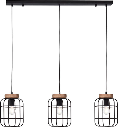 Brilliant Gwen - hanging lamp - E27 max 3x40W - black wood