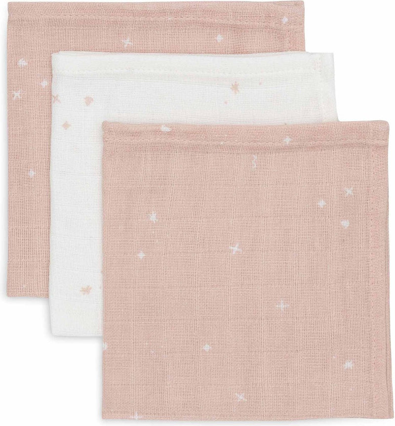 Jollein - paño bucal hidrofílico 31x31cm - paños hidrofílicos para bebés - 3 piezas - rosa silvestre centelleante