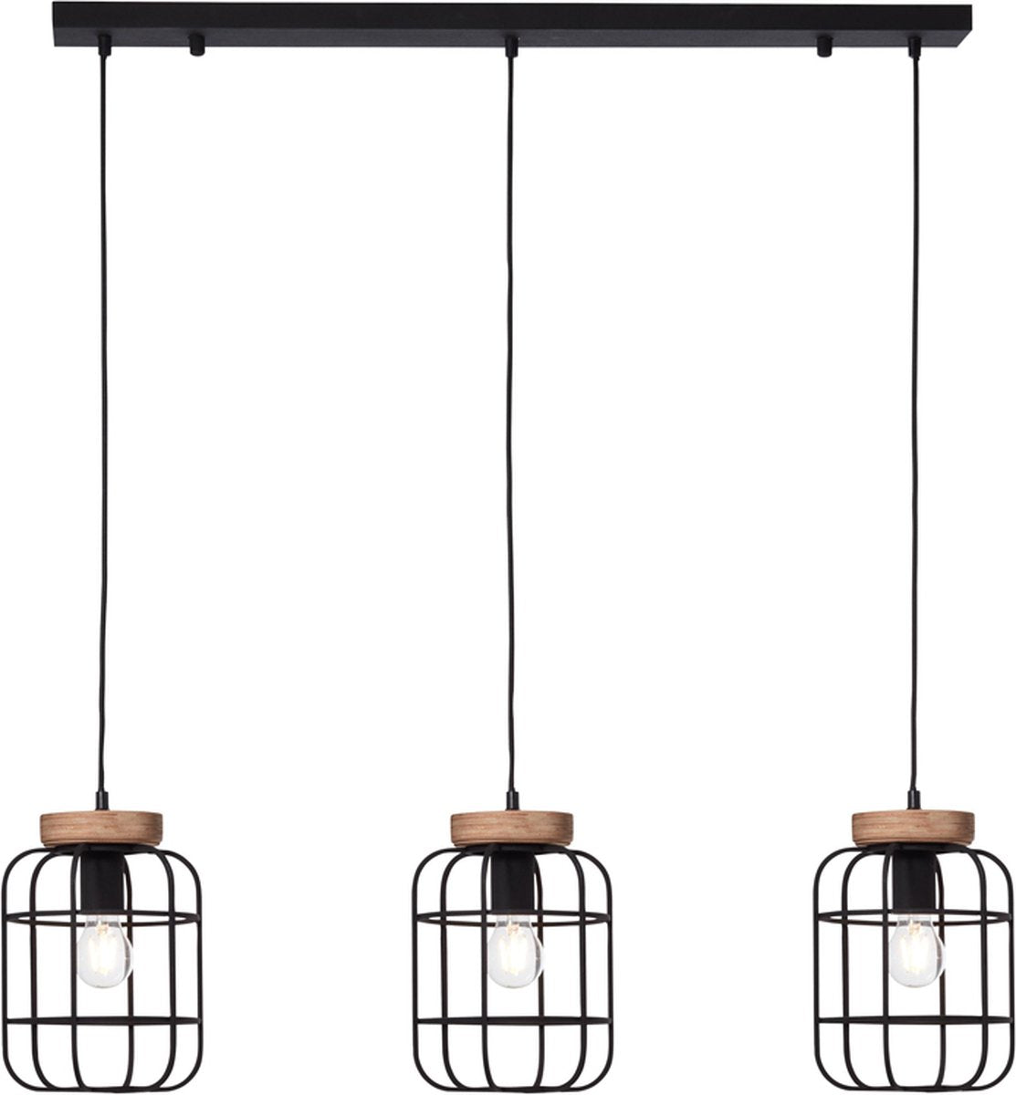 Brilliant Gwen - lampada a sospensione - E27 max 3x40W - legno nero