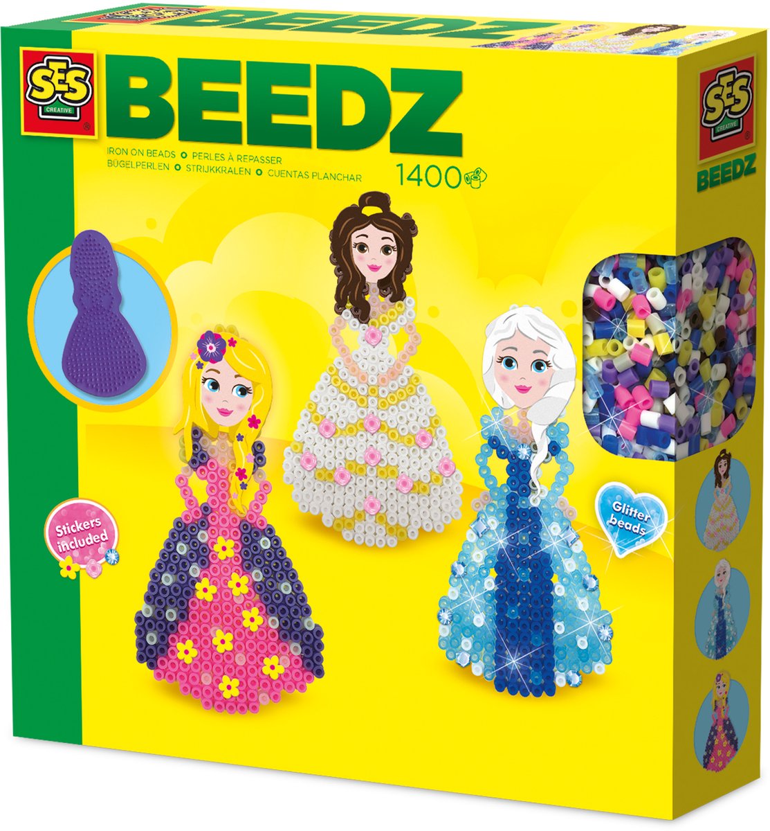 Ses creative - beedz - prinsessen - 1400 strijkkralen met grondplaten, glitters en strijkvellen - vanaf 5 jaar