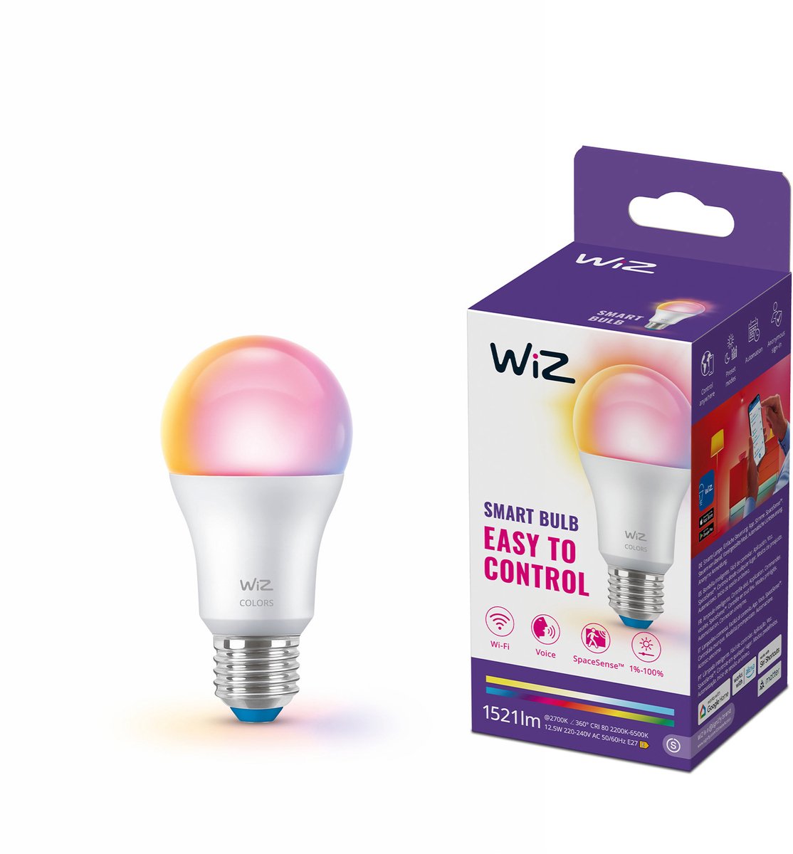 Lampada Wiz - illuminazione smart LED - luce colorata e bianca - e27 - 100w - opaca - wi-fi