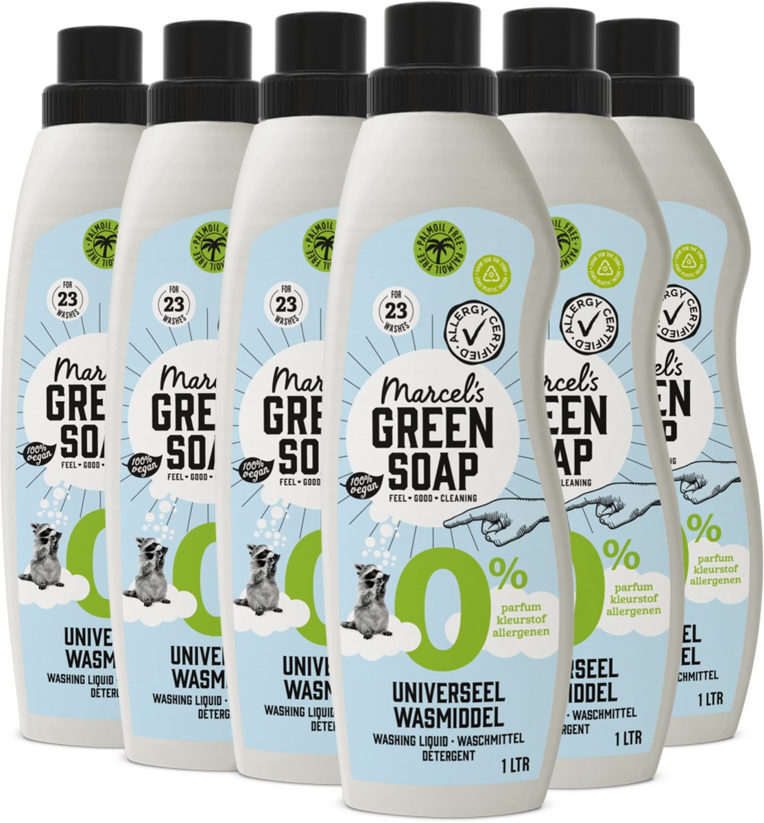Detergente jabón verde de Marcel - 0% - 6 x 1l - 138 lavados