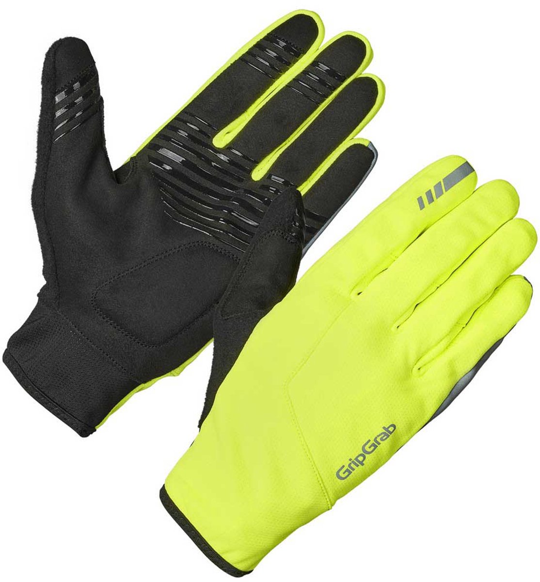 Gripgrab - hurricane 2 winddichte lente herfst fietshandschoenen lange vinger met padding - geel hi-vis - unisex - maat m