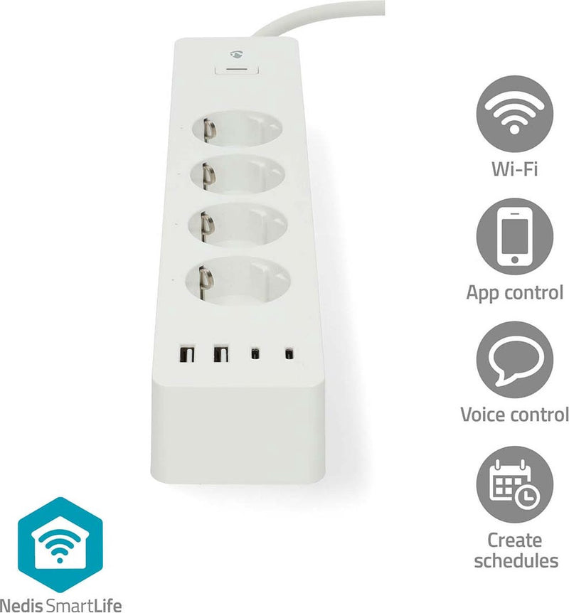 Nedis SmartLife Smart Socket-With USB-A e USB-C-4-Fold