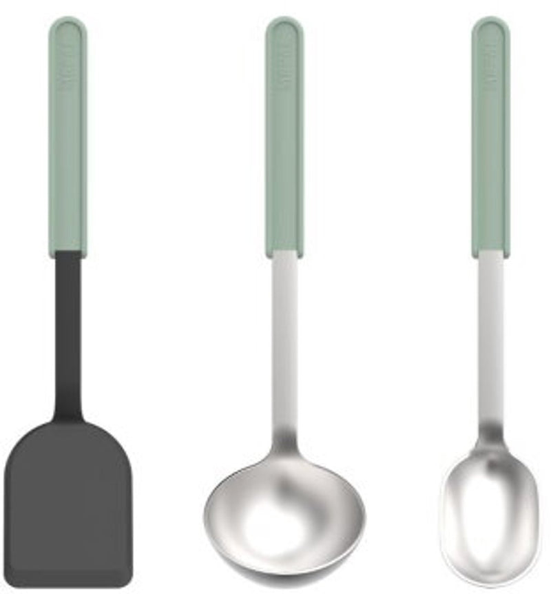 Mepal kookset 3-delig (spatel + roerlepel + opscheplepel) chef it - kookgerei met antiaanbaklaag - hittebestendig - vaatwasmachinebestendig - keukengerei - nordic sage