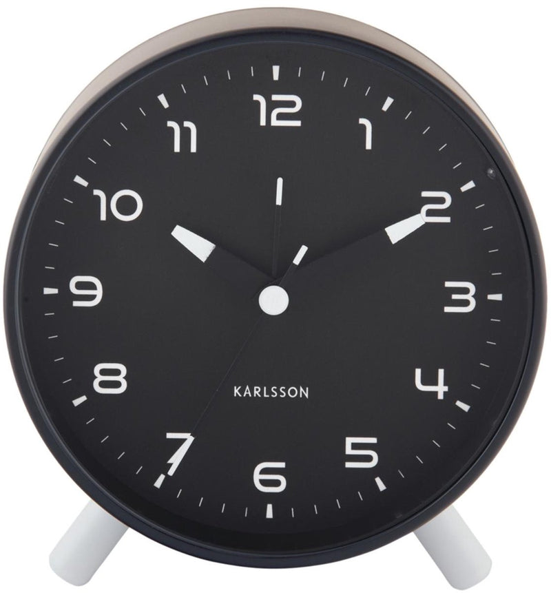 Karlsson despertador orgullo - negro mate - 11x11x12cm - moderno - despertador para dormitorio - despertadores