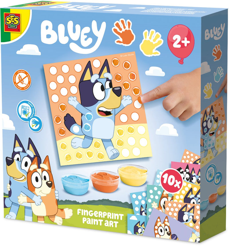 Ses creative bluey - pintura para dedos - juguetes para bebe - vegano sin gluten - lavable - para niños a partir de 1 año - 10 tarjetas