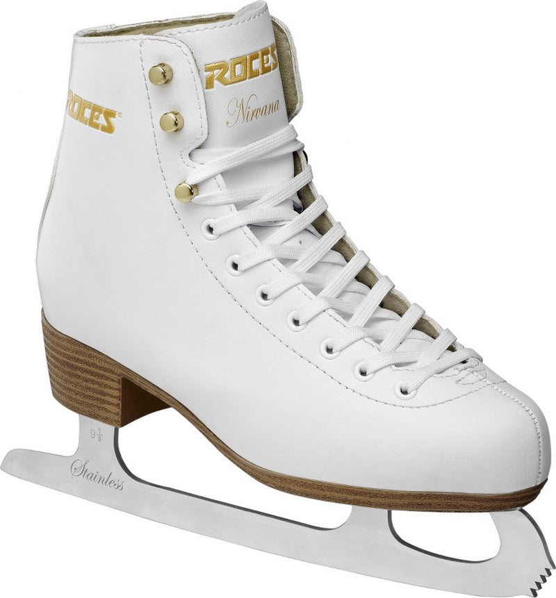 Roces – nirvana – patines artísticos – patinaje sobre hielo para damas – blanco – soporte extra para el tobillo cómodo forro cálido – talla UE 39