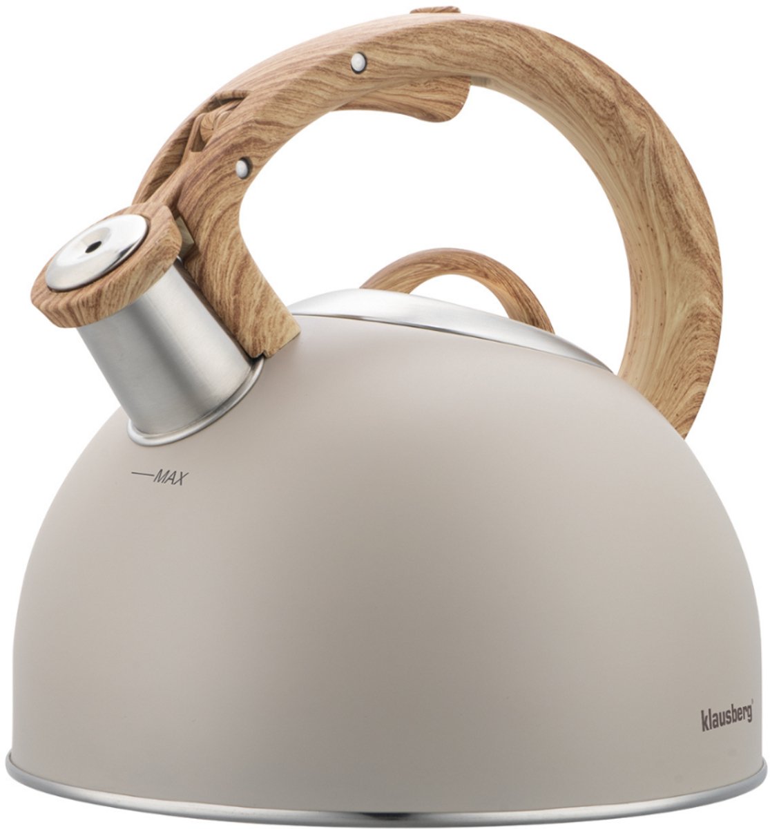 Klausberg 7913 - tetera con silbato - 2,5 litros - acero inoxidable - beige