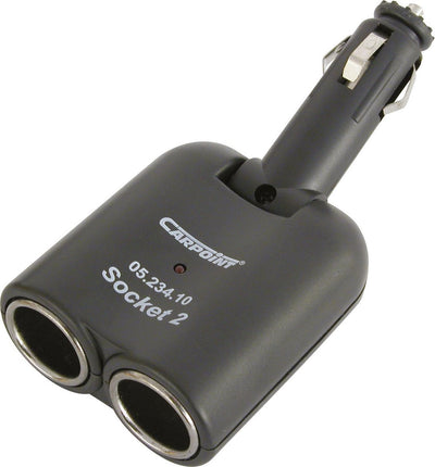 Toma de 2 vías Carpoint 12 24v - divisor de encendedor - inclinable 90° - indicación LED - 5a - con fusible