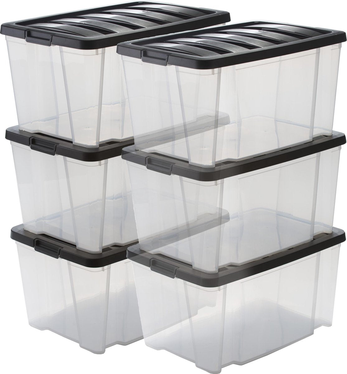 Scatola portaoggetti Iris Handybox - 45 l - plastica - nero trasparente - set da 6