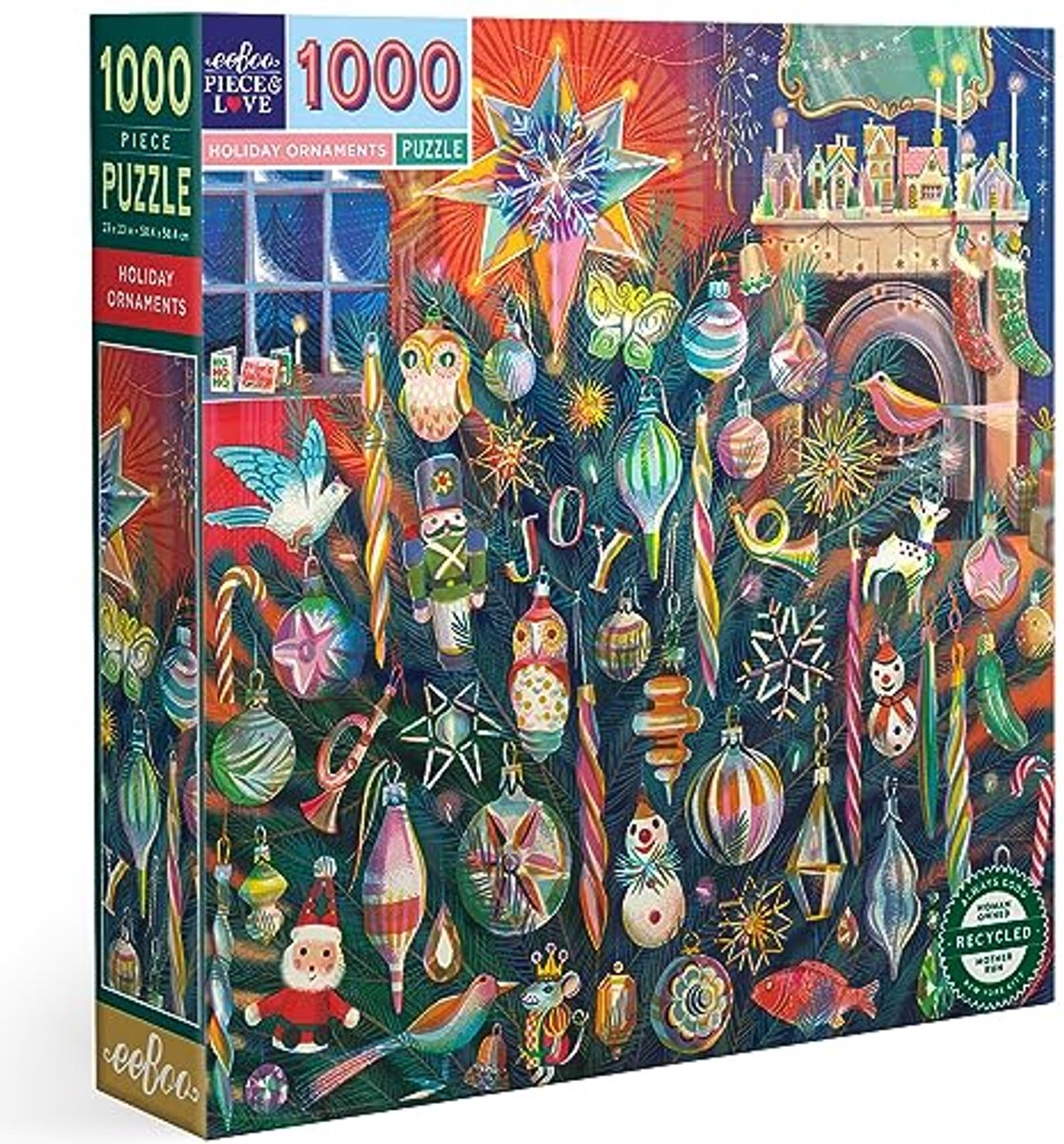 Eeboo legpuzzel holiday ornaments 1000 stukjes kerst puzzel.
