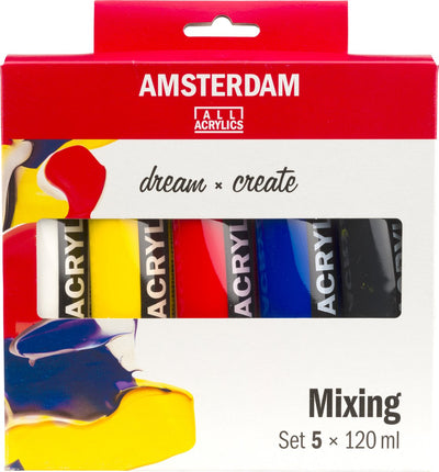 Bruynzeel Amsterdam set di miscelazione colori acrilici serie standard 120 ml, 5 pz.
