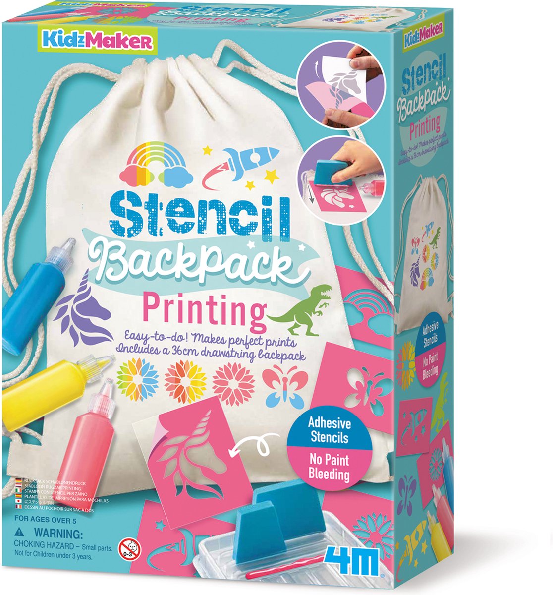 4m crafts - pimp your backpack with stencils and templates - hobby package - kidzmaker art kit - 5+