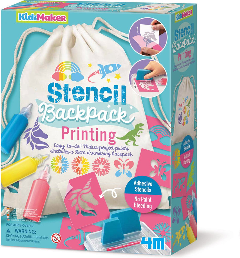 4m di creazioni - abbellisci il tuo zaino con stencil e modelli - pacchetto hobby - kit artistico kidzmaker - 5+