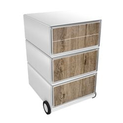 Cajonera móvil paperflow madera marrón, abs blanco, poliestireno