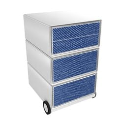 Cajonera móvil paperflow azul jean, abs blanco, poliestireno