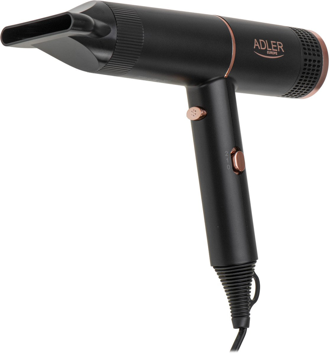 Adler - hairdryer - ionization technology - 2 blowing stages - black with gold elements, ad 2278