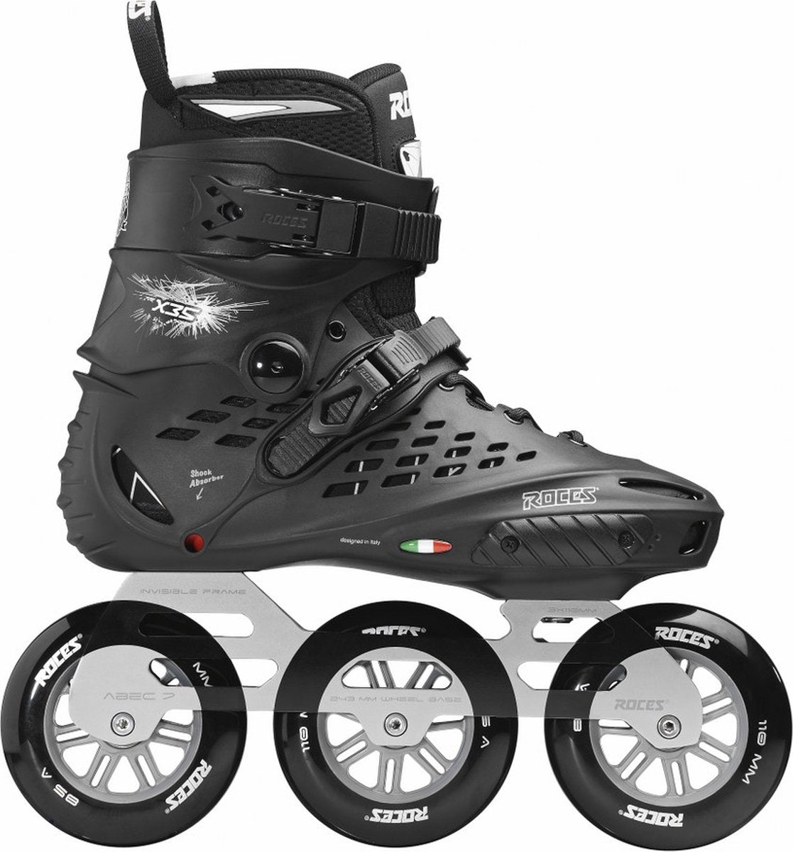 Roces x35 110 skeelers - inline skates - volwassenen - zwart zilver - maat 46