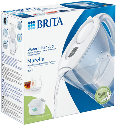 Brita - jarra con filtro de agua - marella cool - 2,4l - blanco - incl. 1 cartucho de filtro maxtra pro todo en 1