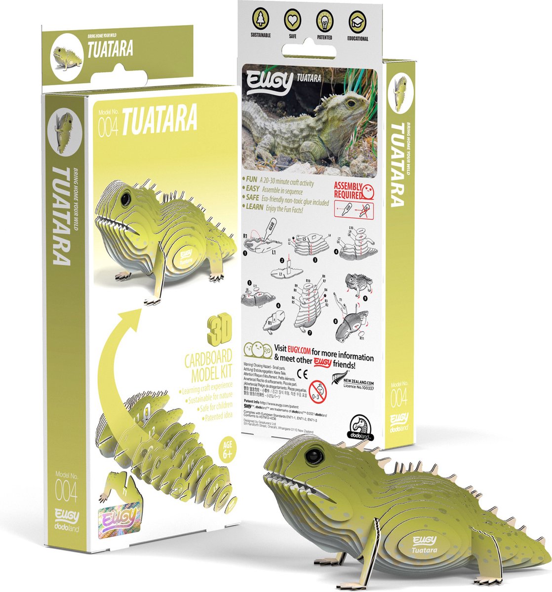 Eugy 3d puzzel - tuatara - wilde dieren - duurzaam - verzamel ze allemaal - 6 jaar