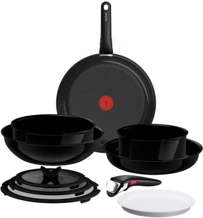 Tefal ingenio excelence ceram - set di pentole - 11 pezzi - nucleo in fusione - incluso coperchio - manici - senza pfas