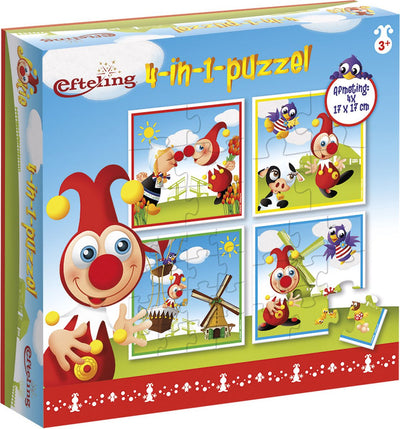 Bambolino jokie efteling puzzel 4 in 1 educatief peuter speelgoed - kinderpuzzel 4x6x9x16 stukjes leren puzzelen, 3 jaar en ouder - toys